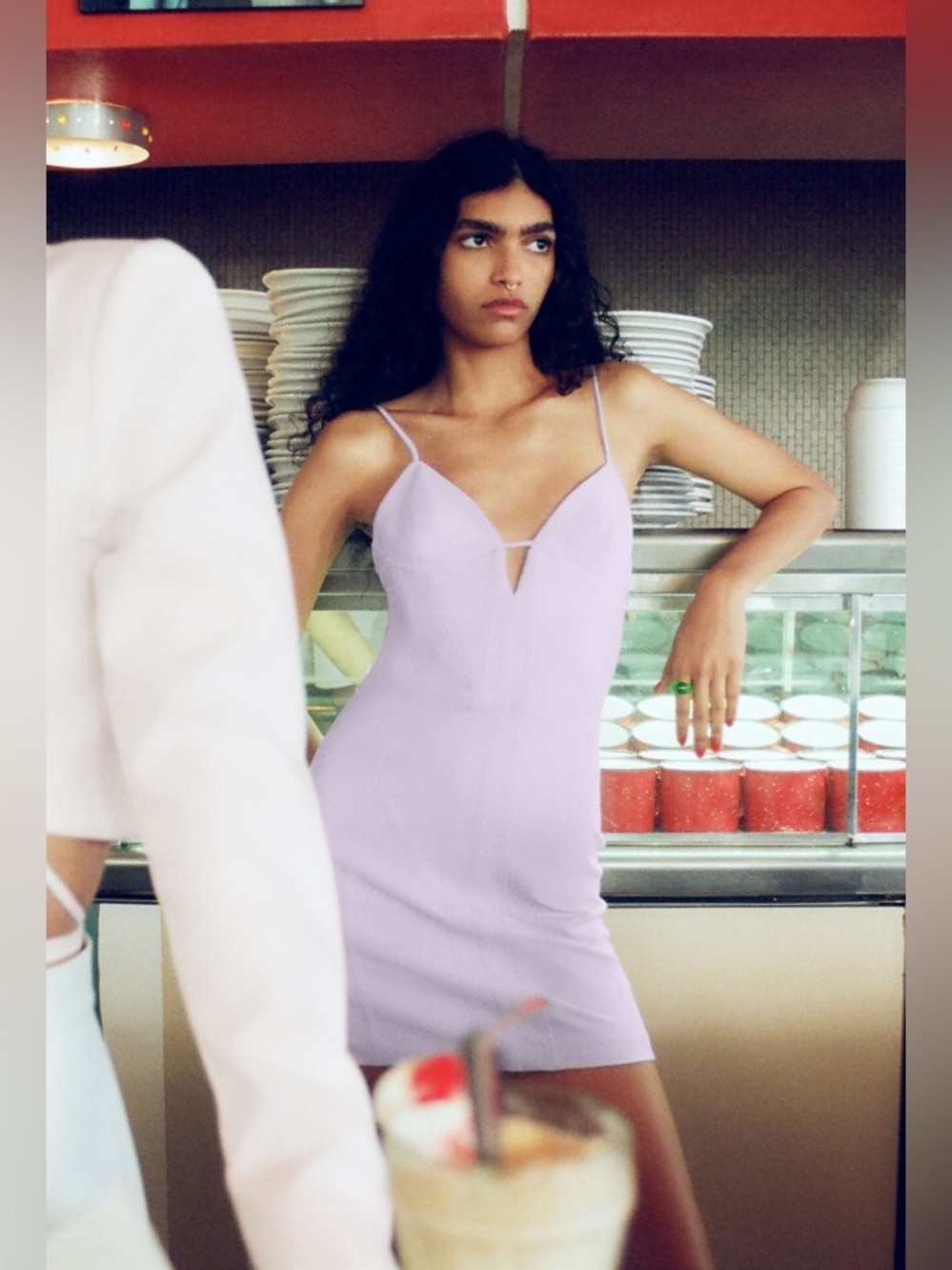 Zara Purple Plunge Cut Out Dress